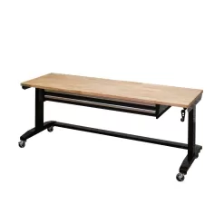 Husky HOTL7202B12 72 in. Adjustable Height Workbench Table with 2-Drawers in Black