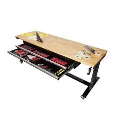 Husky HOTL7202B12 72 in. Adjustable Height Workbench Table with 2-Drawers in Black