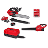 Milwaukee M18 FUEL 14 in. 18V Brushless Cordless Battery Top Handle Chainsaw w/Chainsaw Case, (2) 14 in. Chainsaw Chain, Blower