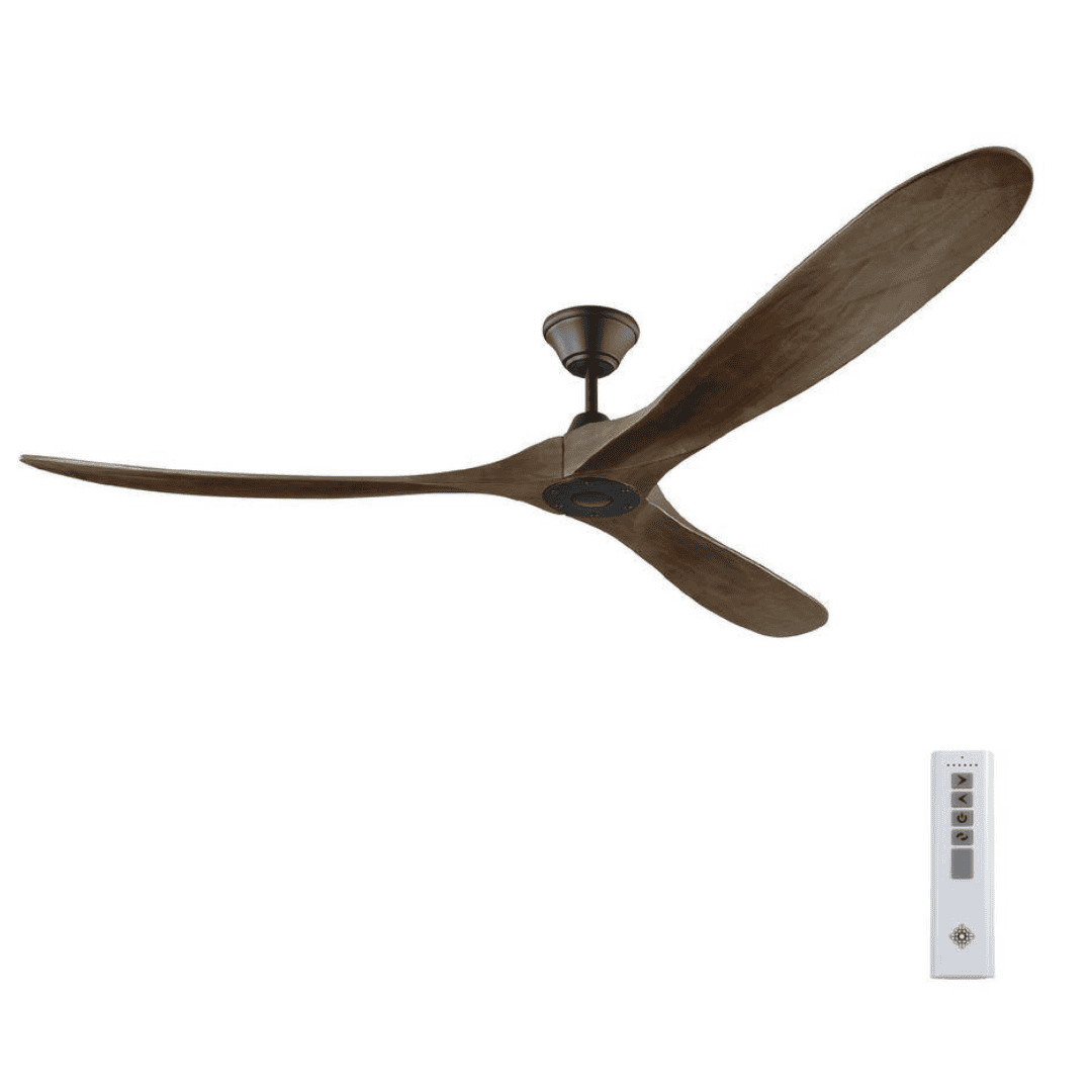 Generation Lighting Maverick Max 70 in. Modern Indoor/Outdoor Matte Black Ceiling Fan with Dark Walnut Balsa Blades and Remote Control