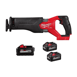 Milwaukee 2821-20-48-11-1880-48-11-1862 M18 FUEL GEN-2 18V Lithium-Ion Brushless Cordless SAWZALL Reciprocating Saw w/(3) High Output Batteries
