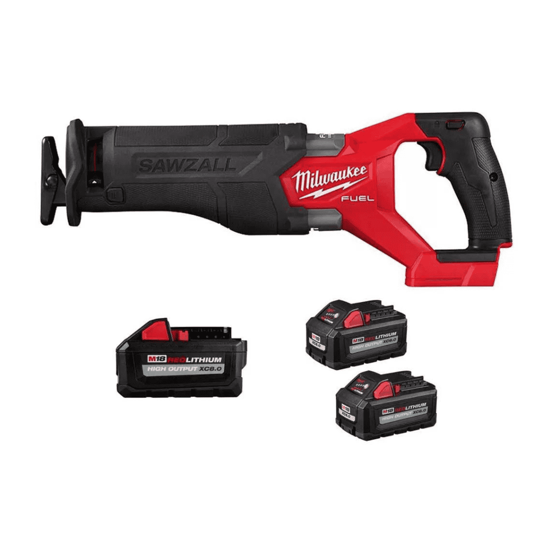 Milwaukee 2821-20-48-11-1880-48-11-1862 M18 FUEL GEN-2 18V Lithium-Ion Brushless Cordless SAWZALL Reciprocating Saw w/(3) High Output Batteries