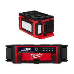 Milwaukee 2950-20-2357-20 M18 Lithium-Ion Cordless PACKOUT Radio/Speaker with Built-In Charger and PACKOUT 3000 Lumens LED Light (2-Tool)