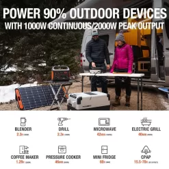 Jackery HTE053-880 1000-Watt Output/2000W Peak Portable Solar Power Station Explorer 880 Push Start Battery Generator for Outdoors/Camping