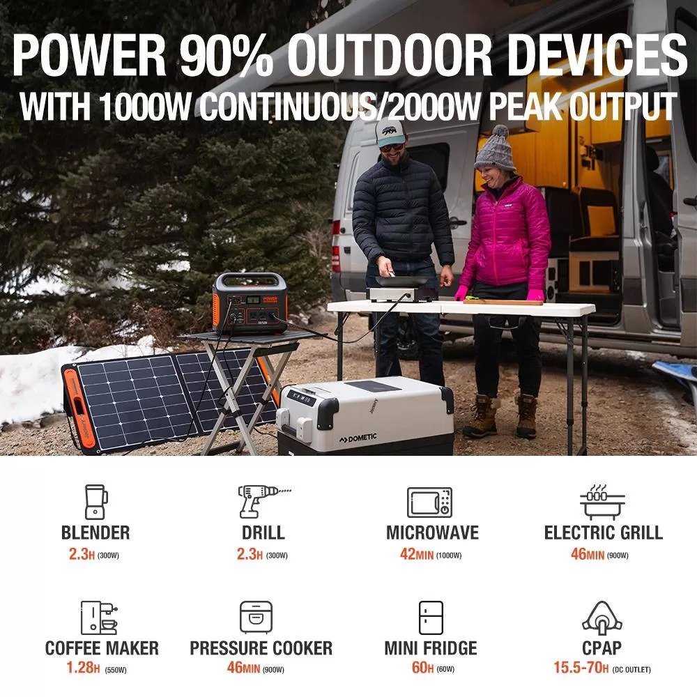 Jackery HTE053-880 1000-Watt Output/2000W Peak Portable Solar Power Station Explorer 880 Push Start Battery Generator for Outdoors/Camping