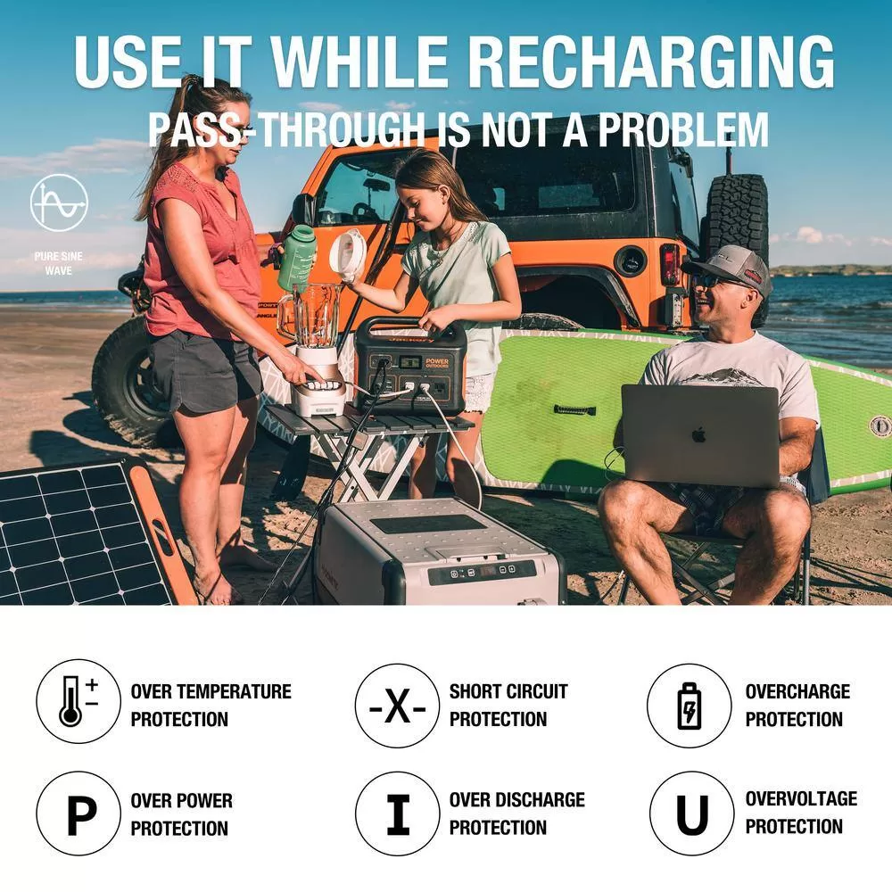 Jackery HTE053-880 1000-Watt Output/2000W Peak Portable Solar Power Station Explorer 880 Push Start Battery Generator for Outdoors/Camping