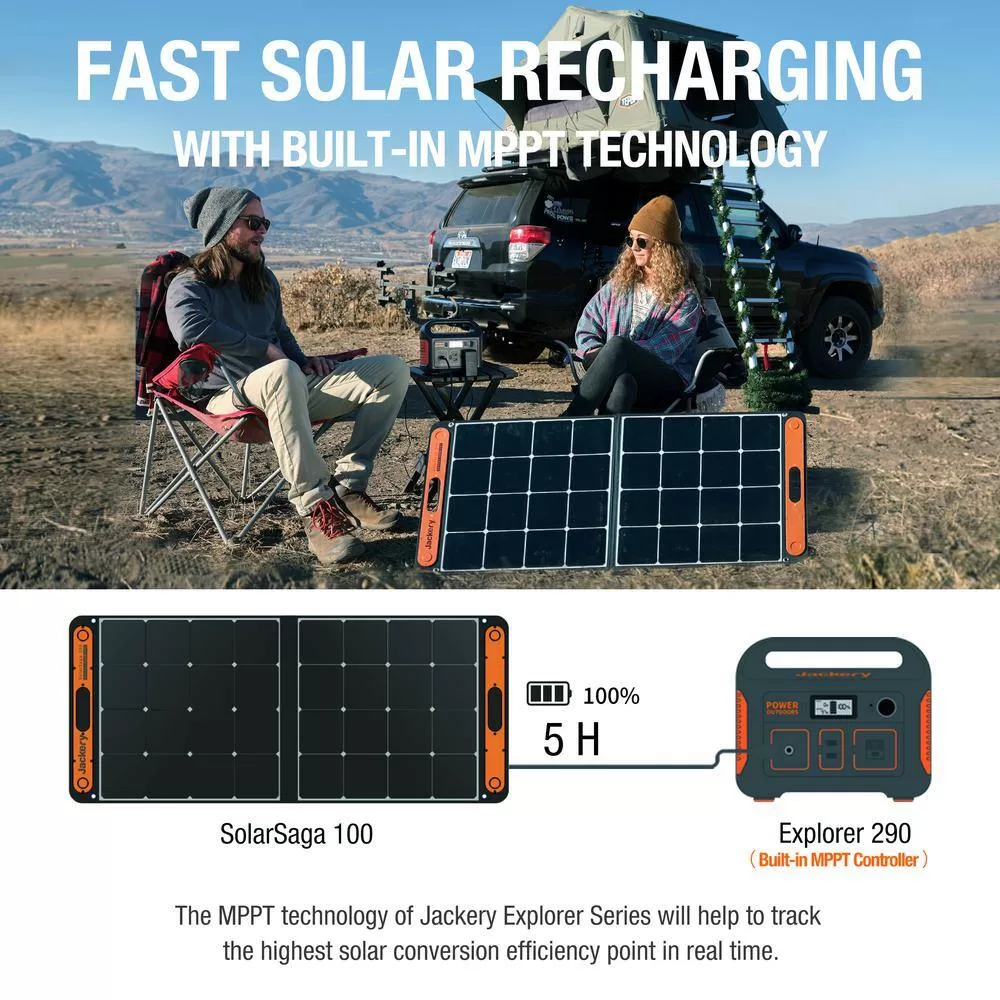 Jackery SG290_100 200-Watt Continuous/400-Watt Peak Push Button Start Solar Generator 290 with 1-Solar Panel 100-Watt for Outdoors
