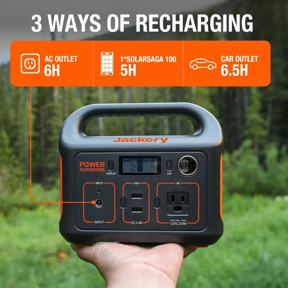 Jackery SG290_100 200-Watt Continuous/400-Watt Peak Push Button Start Solar Generator 290 with 1-Solar Panel 100-Watt for Outdoors