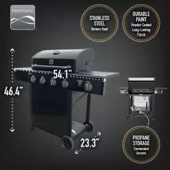KENMORE PG-40406SOL-1 Kenmore 4 Burner Open Cart Propane Gas BBQ Grill with Side Burner, Black