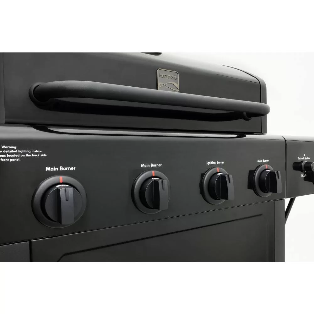 KENMORE PG-40406SOL-1 Kenmore 4 Burner Open Cart Propane Gas BBQ Grill with Side Burner, Black