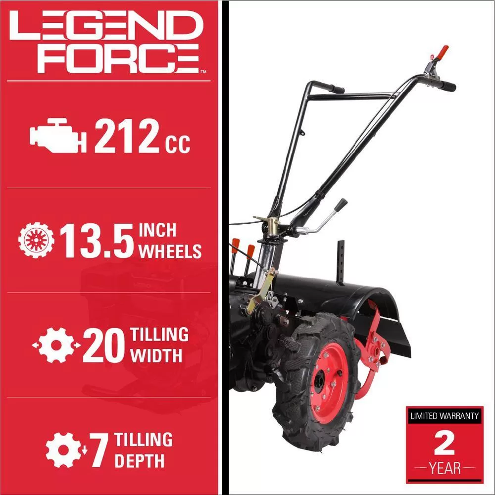 Legend Force LF20212RTG 20 in. 212 cc Gas Rear Tine Tiller, Forward/Reverse