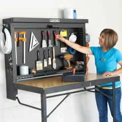 Lifetime 80421 47 in. L x 31 in. D x 60.5 - 71.5 in. H Wall-Mounted Folding Work Table