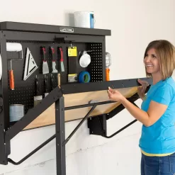 Lifetime 80421 47 in. L x 31 in. D x 60.5 - 71.5 in. H Wall-Mounted Folding Work Table