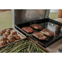 LOCO LCG2ST2C26 Series I 26 in. 2-Burner Digital Propane SmartTemp Flat Top Grill / Griddle in Chalk Finish with Enclosed Cart and Hood