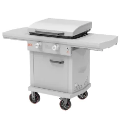 LOCO LCG2ST2C26 Series I 26 in. 2-Burner Digital Propane SmartTemp Flat Top Grill / Griddle in Chalk Finish with Enclosed Cart and Hood