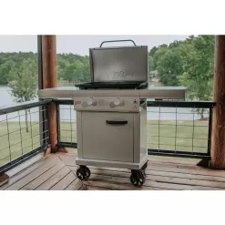LOCO LCG2ST2C26 Series I 26 in. 2-Burner Digital Propane SmartTemp Flat Top Grill / Griddle in Chalk Finish with Enclosed Cart and Hood