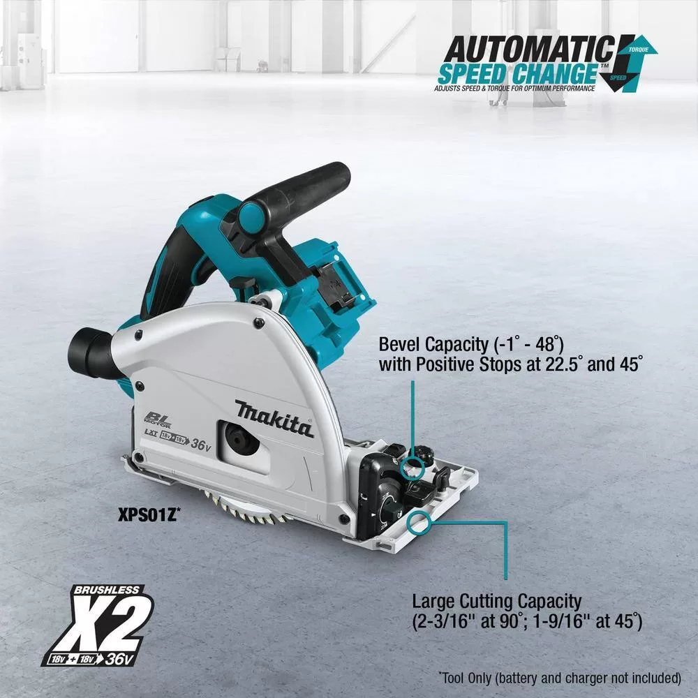 Makita XPS01Z 18V X2 LXT Lithium-Ion (36V) Brushless Cordless 6-1/2 in. Plunge Circular Saw (Tool Only) with 55T Carbide Blade