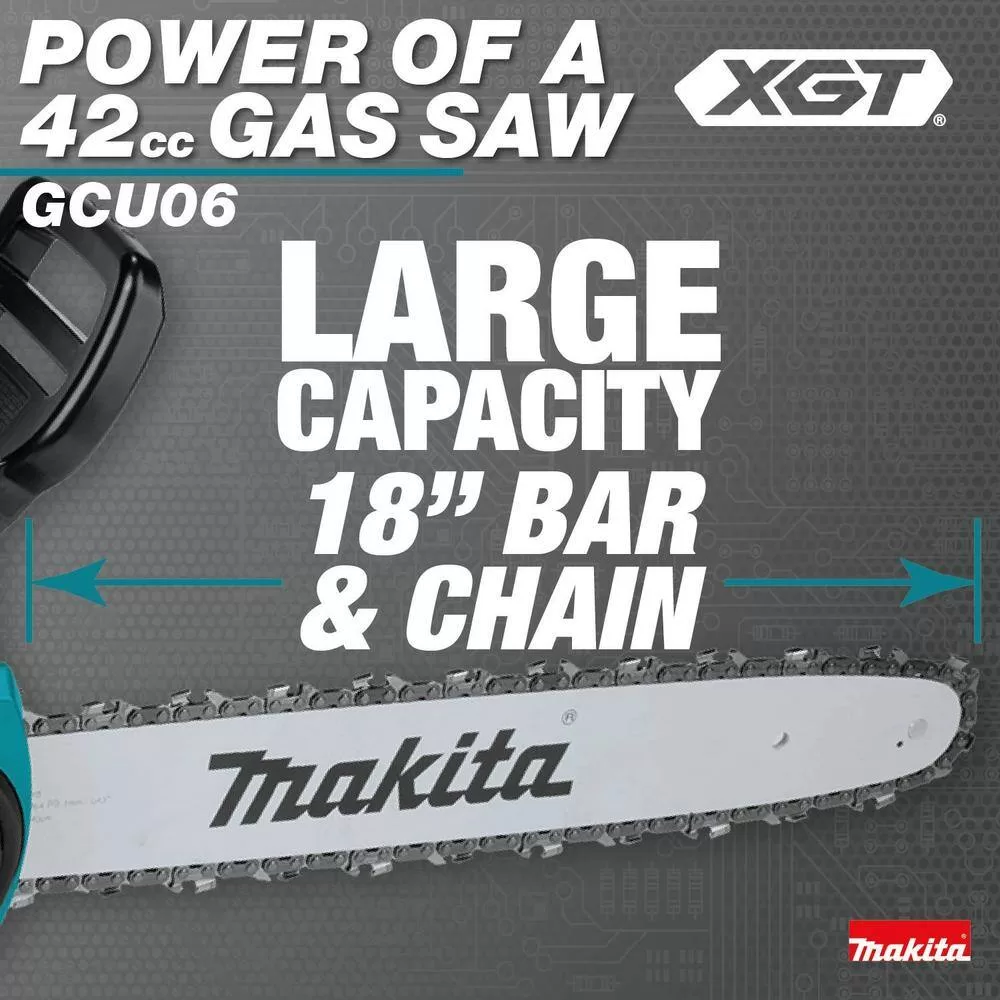 Makita GCU06T1 XGT 18 in. 40V max Brushless Electric Cordless Battery Chainsaw Kit (5.0Ah)