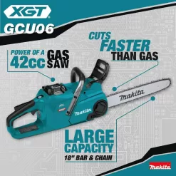 Makita GCU06T1 XGT 18 in. 40V max Brushless Electric Cordless Battery Chainsaw Kit (5.0Ah)
