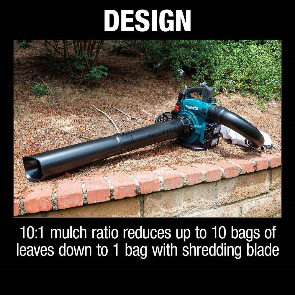 Makita XBU04PTV 120 MPH 473 CFM LXT 18V X2 (36V) Lithium-Ion Brushless Cordless Leaf Blower Kit with Vacuum Attachment Kit (5.0 Ah)