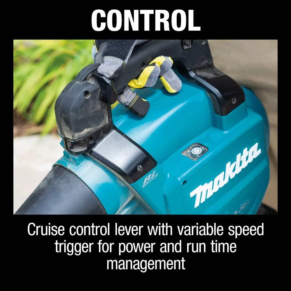 Makita XBU04PTV 120 MPH 473 CFM LXT 18V X2 (36V) Lithium-Ion Brushless Cordless Leaf Blower Kit with Vacuum Attachment Kit (5.0 Ah)