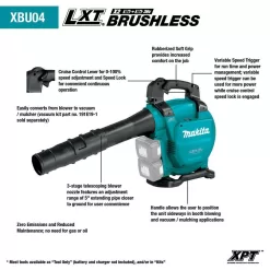 Makita XBU04Z 120 MPH 473 CFM LXT 18V X2 (36V) Commercial Lithium-Ion Brushless Cordless Leaf Blower (Tool-Only)