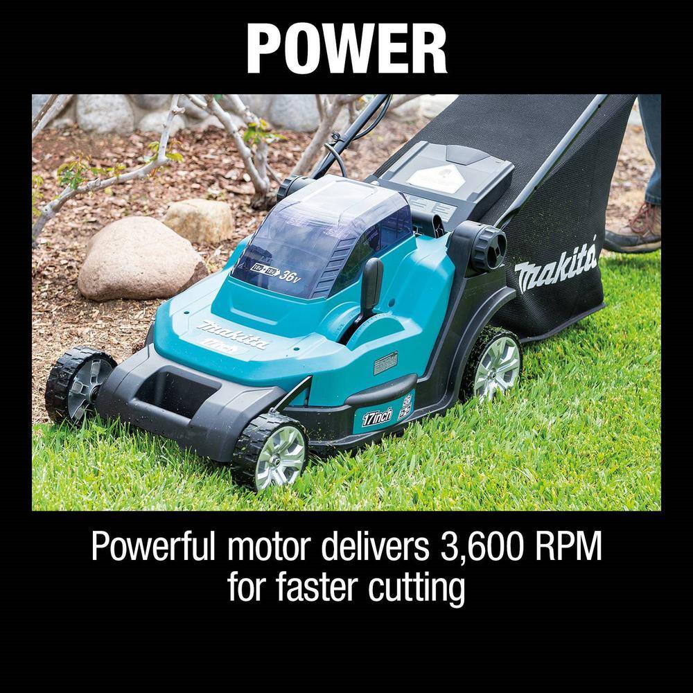 Makita XML05PT 18V X2 (36V) LXT Lithium-Ion Cordless 17 in. Walk Behind Residential Lawn Mower Kit (5.0Ah)