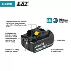 Makita BL1840BDC2 18V LXT Lithium-Ion 4.0 Ah Battery and Rapid Optimum Charger Starter Pack