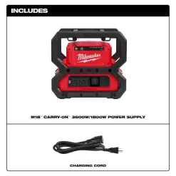 Milwaukee 2845-20 M18 18V Lithium-Ion Cordless 3600-Watt/1800-Watt Battery Powered Power Supply