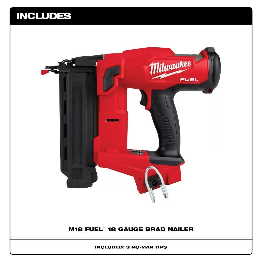 Milwaukee M18 FUEL 18-Volt Brushless Cordless Gen II 18-Gauge Brad Nailer (Tool-Only) with Tinted Anti Scratch Safety Glasses