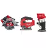 Milwaukee 2732-20-2737-20-2723-20 M18 FUEL 18V Lithium-Ion Brushless 7-1/4 in. Cordless Circular Saw/Jigsaw/Compact Router Combo Kit (3-Tool)