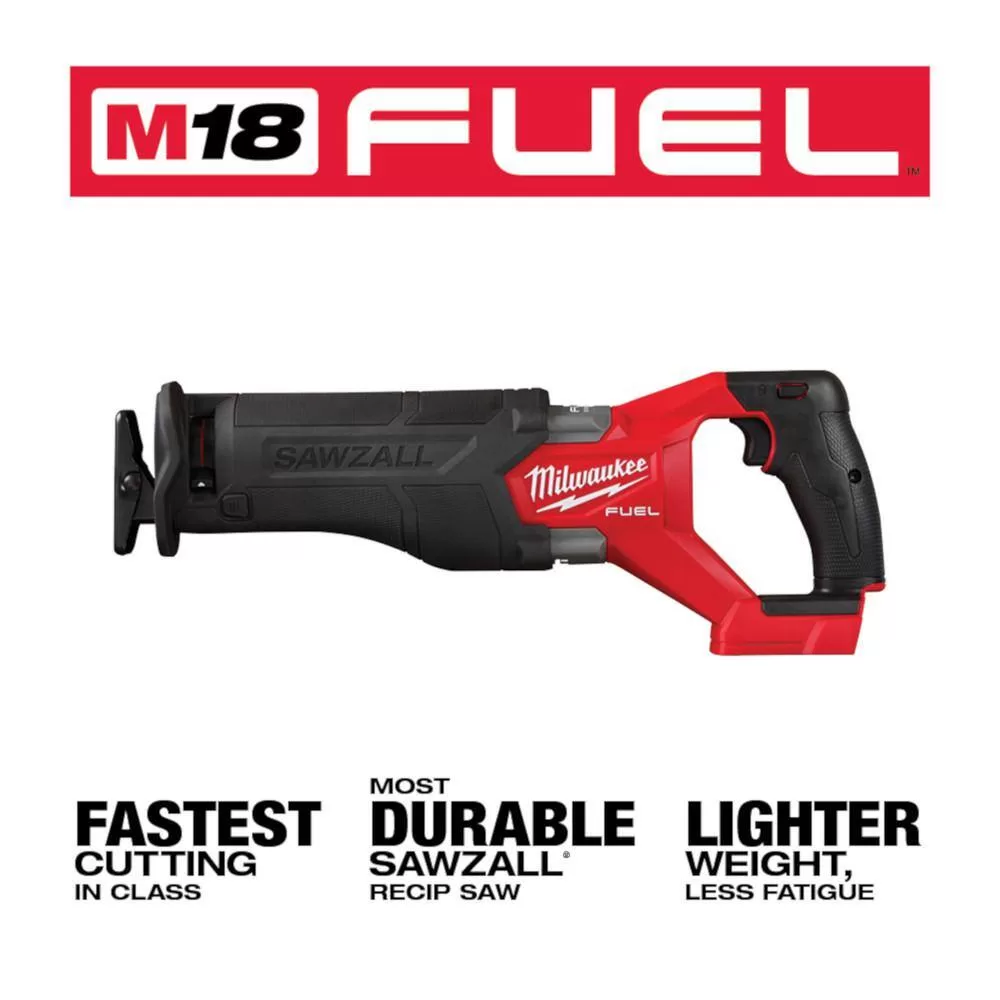 Milwaukee 2732-20-2821-20-48-11-1862 M18 FUEL 18V Lithium-Ion Brushless Cordless 7-1/4 in. Circular Saw & Sawzall w/(2) 6.0Ah Batteries