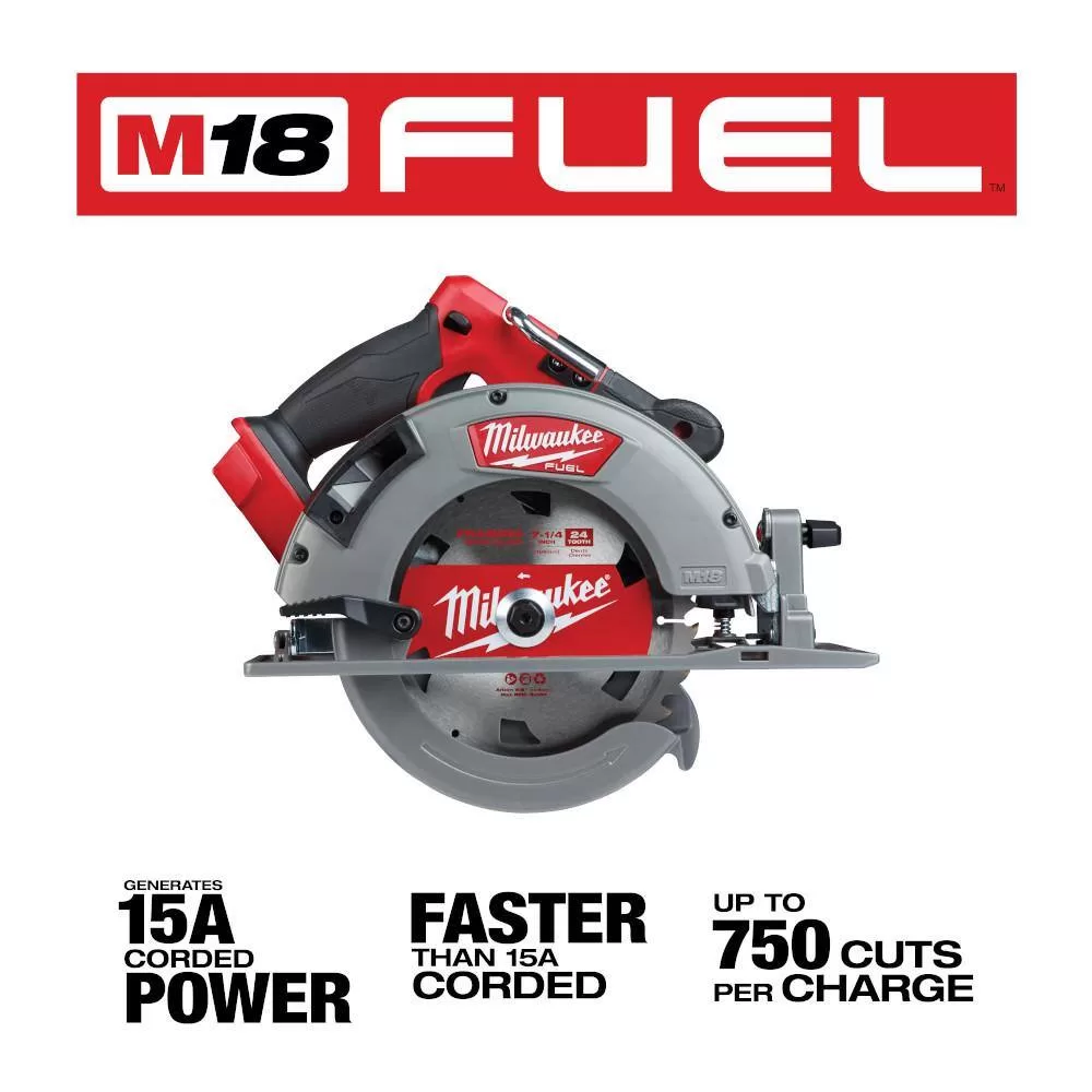 Milwaukee 2732-20-2821-20-48-11-1862 M18 FUEL 18V Lithium-Ion Brushless Cordless 7-1/4 in. Circular Saw & Sawzall w/(2) 6.0Ah Batteries