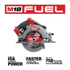 Milwaukee 2732-20-2962-20-48-11-1862 M18 FUEL 18V Lithium-Ion Brushless Cordless 7-1/4 in. Circular Saw & 1/2 in. Impact Wrench w/(2) 6.0Ah Batteries