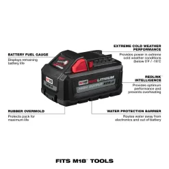 Milwaukee 2732-20-2962-20-48-11-1862 M18 FUEL 18V Lithium-Ion Brushless Cordless 7-1/4 in. Circular Saw & 1/2 in. Impact Wrench w/(2) 6.0Ah Batteries