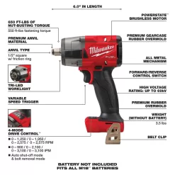 Milwaukee 2732-20-2962-20-48-11-1862 M18 FUEL 18V Lithium-Ion Brushless Cordless 7-1/4 in. Circular Saw & 1/2 in. Impact Wrench w/(2) 6.0Ah Batteries