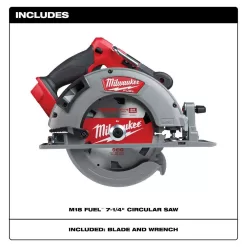 Milwaukee 2732-20-2962-20-48-11-1862 M18 FUEL 18V Lithium-Ion Brushless Cordless 7-1/4 in. Circular Saw & 1/2 in. Impact Wrench w/(2) 6.0Ah Batteries