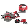 Milwaukee 2830-20-2737-20-48-59-1880 M18 FUEL 18V Lithium-Ion Cordless 7-1/4 in. Rear Handle Circular Saw w/Jig Saw & 8.0ah Starter Kit