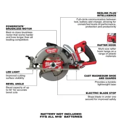 Milwaukee 2830-20-2737-20-48-59-1880 M18 FUEL 18V Lithium-Ion Cordless 7-1/4 in. Rear Handle Circular Saw w/Jig Saw & 8.0ah Starter Kit