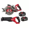 Milwaukee M18 FUEL 18V Lithium-Ion Cordless 7-1/4 in. Rear Handle Circ Saw w/SAWZALL, Two 6 Ah High Output Batteries (2-Tool)