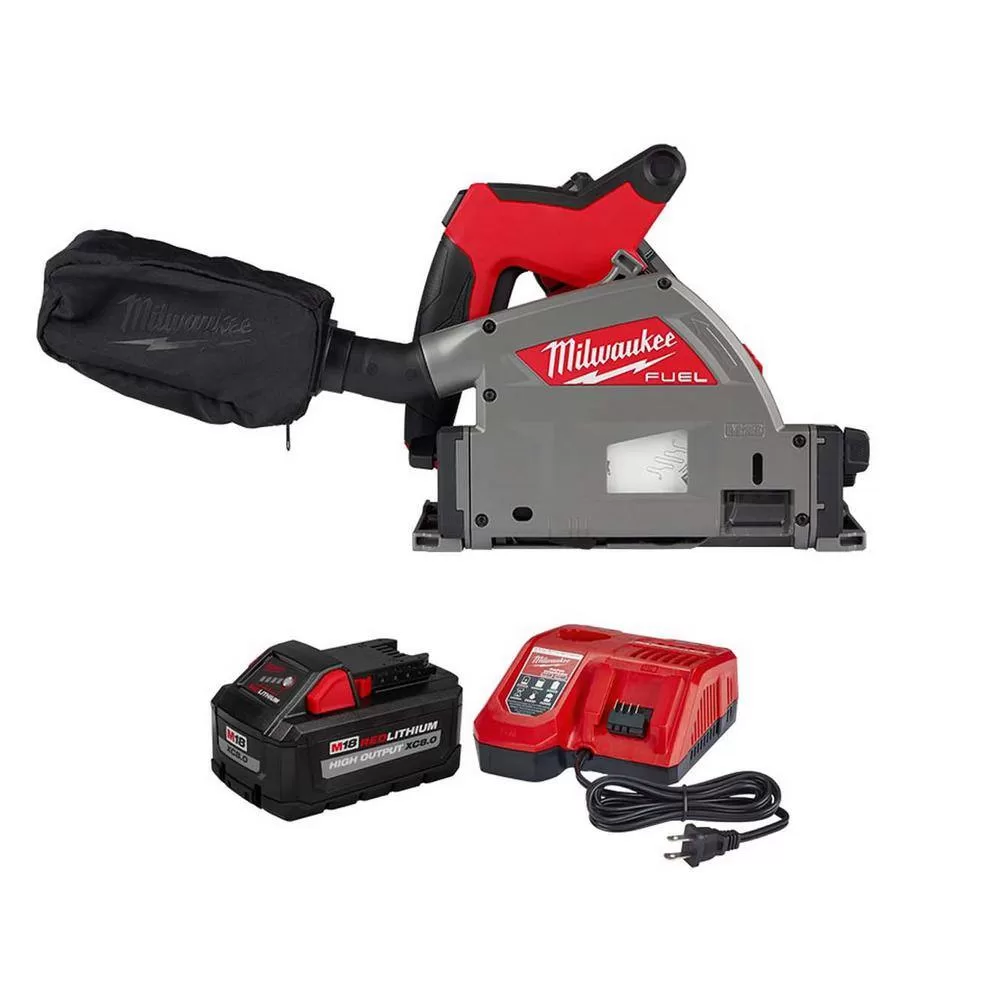 Milwaukee 2831-20-48-59-1880 M18 FUEL 18V Lithium-Ion Cordless Brushless 6-1/2 in. Plunge Cut Track Saw w/8.0Ah Battery and Charger