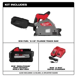Milwaukee 2831-20-48-59-1880 M18 FUEL 18V Lithium-Ion Cordless Brushless 6-1/2 in. Plunge Cut Track Saw w/8.0Ah Battery and Charger
