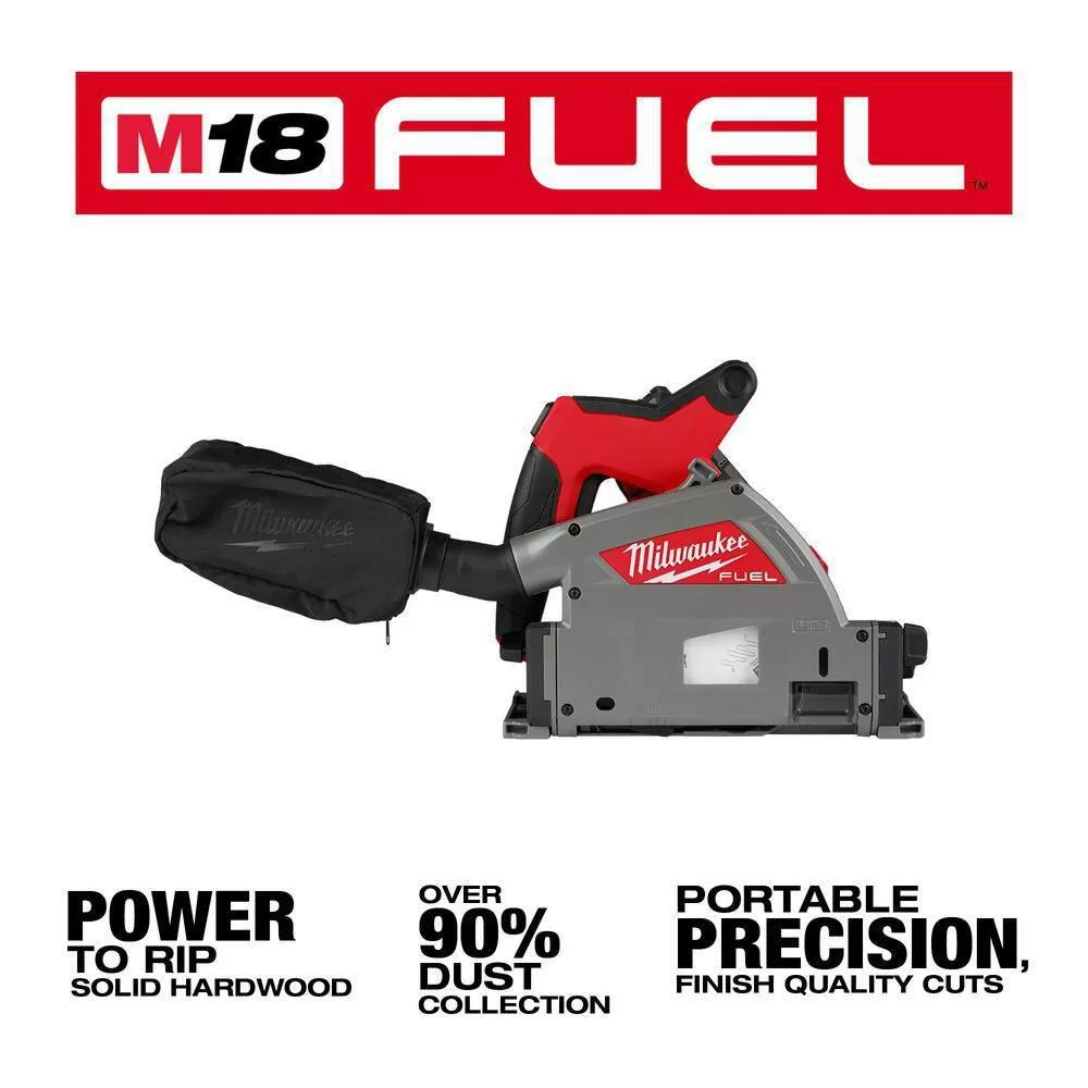 Milwaukee 2831-21-48-08-0570 M18 FUEL 18V Lithium-Ion Brushless Cordless 6-1/2 in. Plunge Track Saw Kit with 31 in. Track Saw Guide Rail