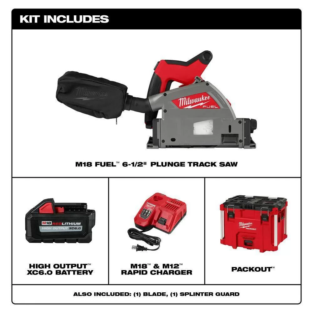 Milwaukee M18 FUEL 18V Lithium-Ion Brushless Cordless 6-1/2 in. Plunge Track Saw Combo Kit W/Carbide Laminate Track Saw Blade