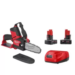 Milwaukee 2527-21-48-11-2460 M12 FUEL 12V Lithium-Ion Brushless Battery 6 in. HATCHET Chainsaw Kit with 6.0 Ah and 4.0 Ah Battery, Charger