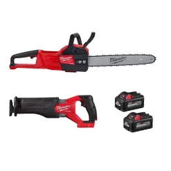Milwaukee M18 FUEL 16 in. 18V Lithium-Ion Brushless Battery Electric Chainsaw w/Reciprocating Saw, Two 6Ah Batteries (2-Tool)