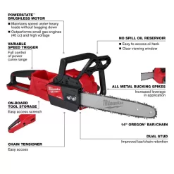 Milwaukee 2727-20C M18 FUEL 14 in. 18V Lithium-Ion Brushless Battery Chainsaw (Tool-Only)