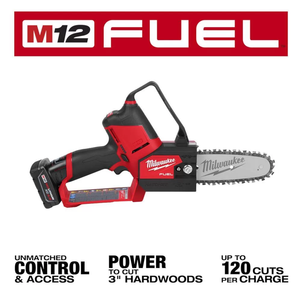 Milwaukee M18 FUEL 16 in. 18V Lithium-Ion Brushless Battery Chainsaw Kit and M12 FUEL HATCHET Combo Kit (2-Tool)