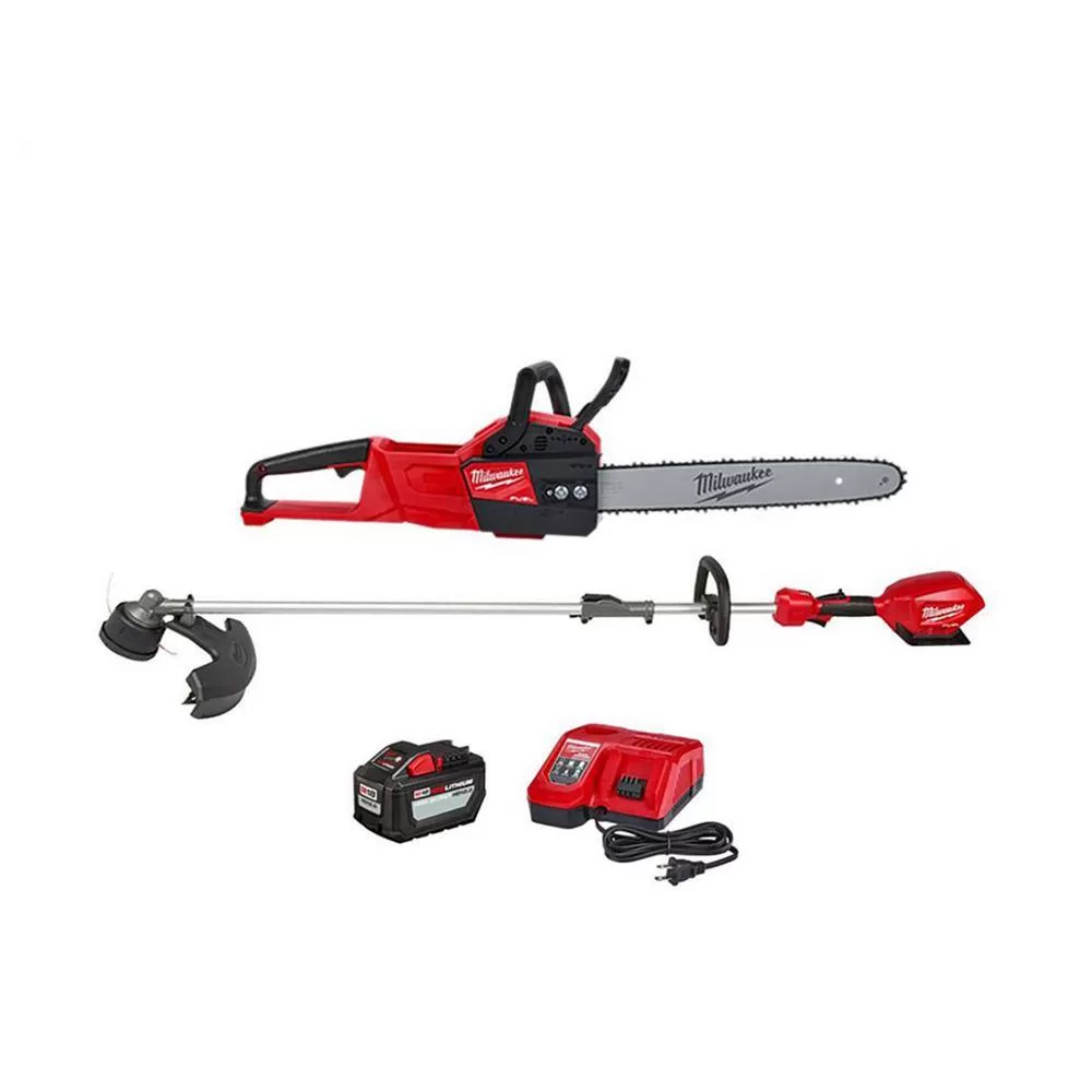 Milwaukee 2727-21HD-2825-20ST M18 FUEL 16 in. 18V Lithium-Ion Brushless Battery Chainsaw Kit & M18 FUEL String Trimmer Combo Kit(2-Tool)