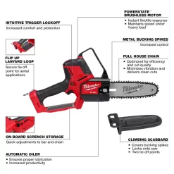 Milwaukee M18 FUEL 14 in. Top Handle 18V Lithium-Ion Brushless Cordless Chainsaw & M18 FUEL 8 in. HATCHET Pruing Saw (2-Tool)